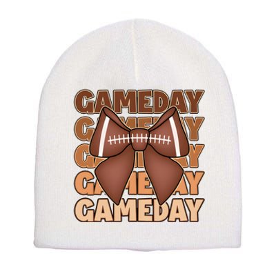 Coqutte Bow Football Game Day Short Acrylic Beanie