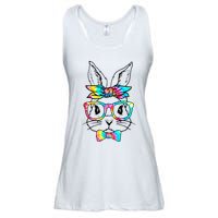 Cute Bunny Face Tie Dye Glasses Headband Easter Day Ladies Essential Flowy Tank