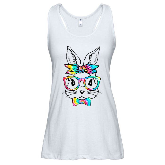 Cute Bunny Face Tie Dye Glasses Headband Easter Day Ladies Essential Flowy Tank