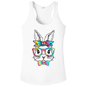 Cute Bunny Face Tie Dye Glasses Headband Easter Day Ladies PosiCharge Competitor Racerback Tank