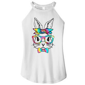 Cute Bunny Face Tie Dye Glasses Headband Easter Day Women's Perfect Tri Rocker Tank