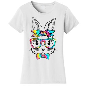 Cute Bunny Face Tie Dye Glasses Headband Easter Day Women's T-Shirt