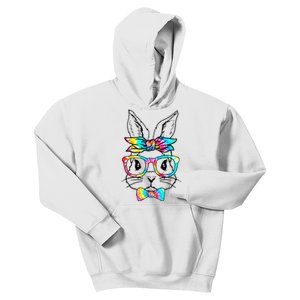 Cute Bunny Face Tie Dye Glasses Headband Easter Day Kids Hoodie