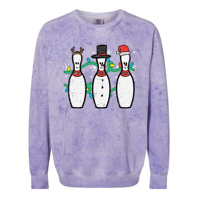 Christmas Bowling Funny Xmas Sports Bowler Colorblast Crewneck Sweatshirt