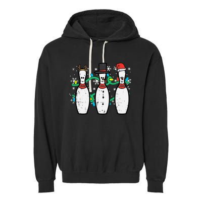 Christmas Bowling Funny Xmas Sports Bowler Garment-Dyed Fleece Hoodie