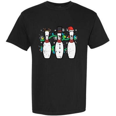 Christmas Bowling Funny Xmas Sports Bowler Garment-Dyed Heavyweight T-Shirt