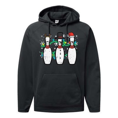 Christmas Bowling Funny Xmas Sports Bowler Performance Fleece Hoodie