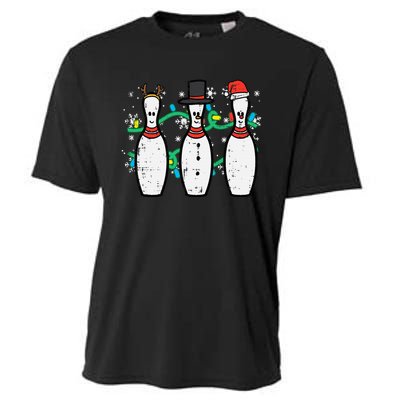 Christmas Bowling Funny Xmas Sports Bowler Cooling Performance Crew T-Shirt