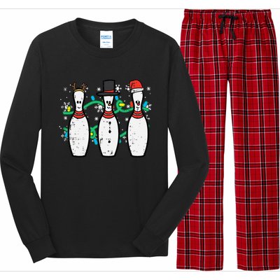 Christmas Bowling Funny Xmas Sports Bowler Long Sleeve Pajama Set