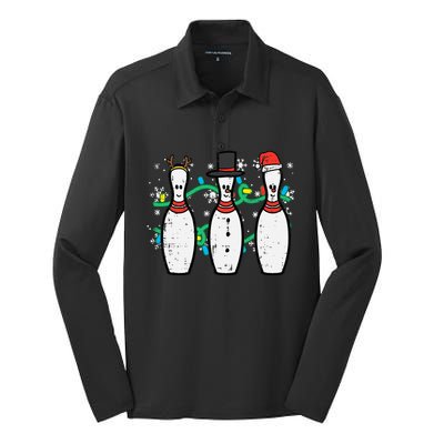 Christmas Bowling Funny Xmas Sports Bowler Silk Touch Performance Long Sleeve Polo