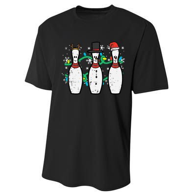 Christmas Bowling Funny Xmas Sports Bowler Performance Sprint T-Shirt