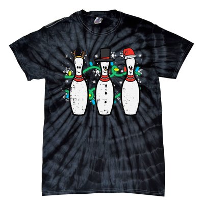 Christmas Bowling Funny Xmas Sports Bowler Tie-Dye T-Shirt