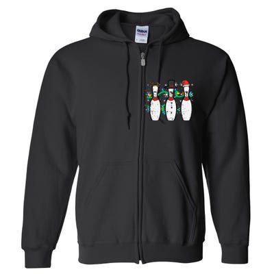 Christmas Bowling Funny Xmas Sports Bowler Full Zip Hoodie