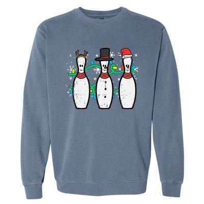 Christmas Bowling Funny Xmas Sports Bowler Garment-Dyed Sweatshirt