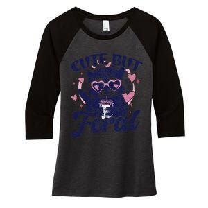 Cute But Feral Raccoon Outfits For Women Funny Raccoon Women's Tri-Blend 3/4-Sleeve Raglan Shirt