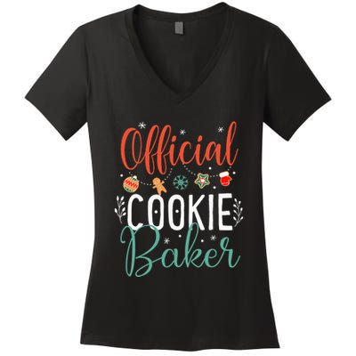 Cookie Baker Funny Christmas Couples Matching Women's V-Neck T-Shirt