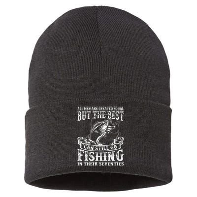 Cute Birthday Fishing All Equal Fishing In The Seventies Sustainable Knit Beanie