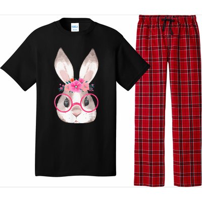 Cute Bunny Face Glasses Floral Rabbit Happy Easter Day Pajama Set