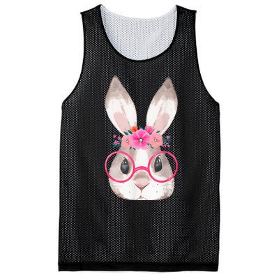 Cute Bunny Face Glasses Floral Rabbit Happy Easter Day Mesh Reversible Basketball Jersey Tank