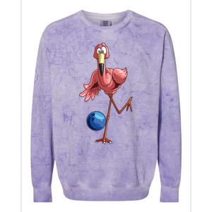 Cool Bowling Flamingo Funny Shorebirds Lover Player Gift Colorblast Crewneck Sweatshirt