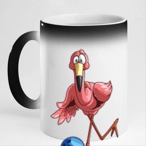 Cool Bowling Flamingo Funny Shorebirds Lover Player Gift 11oz Black Color Changing Mug