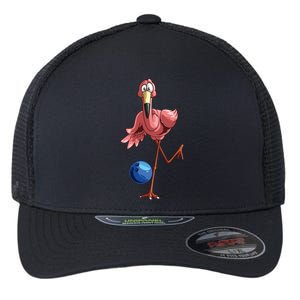 Cool Bowling Flamingo Funny Shorebirds Lover Player Gift Flexfit Unipanel Trucker Cap