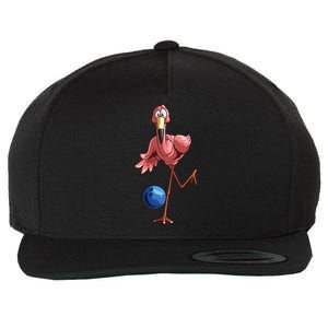 Cool Bowling Flamingo Funny Shorebirds Lover Player Gift Wool Snapback Cap