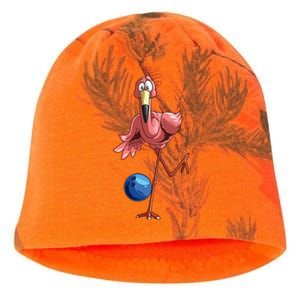 Cool Bowling Flamingo Funny Shorebirds Lover Player Gift Kati - Camo Knit Beanie