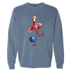 Cool Bowling Flamingo Funny Shorebirds Lover Player Gift Garment-Dyed Sweatshirt