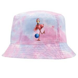 Cool Bowling Flamingo Funny Shorebirds Lover Player Gift Tie-Dyed Bucket Hat