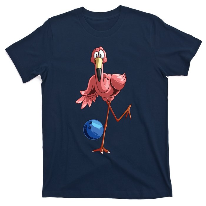 Cool Bowling Flamingo Funny Shorebirds Lover Player Gift T-Shirt