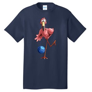 Cool Bowling Flamingo Funny Shorebirds Lover Player Gift Tall T-Shirt