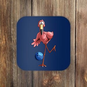 Cool Bowling Flamingo Funny Shorebirds Lover Player Gift Coaster