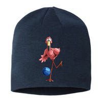 Cool Bowling Flamingo Funny Shorebirds Lover Player Gift Sustainable Beanie