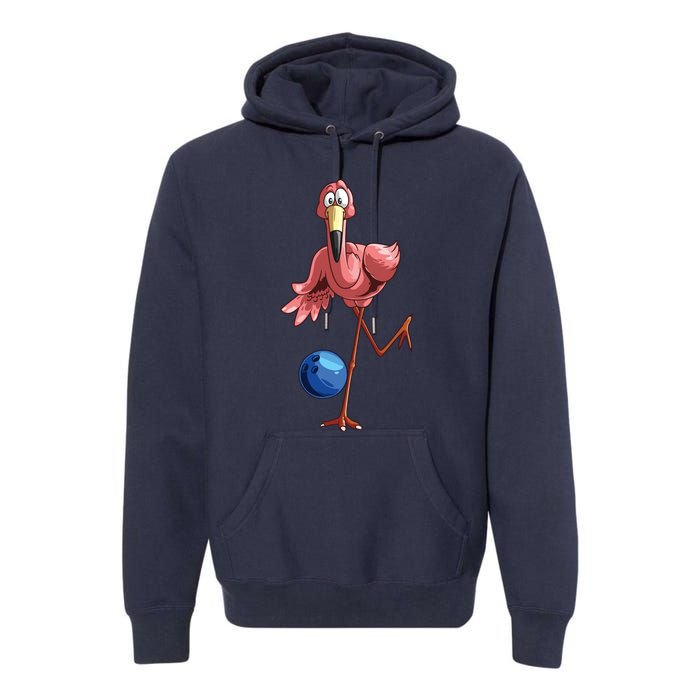 Cool Bowling Flamingo Funny Shorebirds Lover Player Gift Premium Hoodie