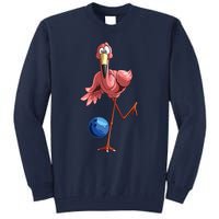 Cool Bowling Flamingo Funny Shorebirds Lover Player Gift Tall Sweatshirt