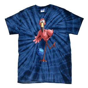 Cool Bowling Flamingo Funny Shorebirds Lover Player Gift Tie-Dye T-Shirt