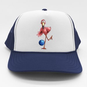 Cool Bowling Flamingo Funny Shorebirds Lover Player Gift Trucker Hat