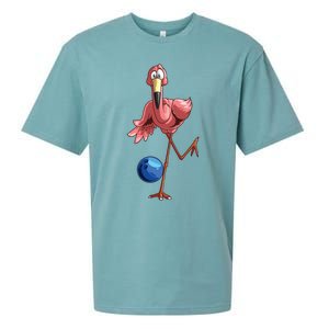 Cool Bowling Flamingo Funny Shorebirds Lover Player Gift Sueded Cloud Jersey T-Shirt