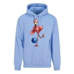 Cool Bowling Flamingo Funny Shorebirds Lover Player Gift Unisex Surf Hoodie