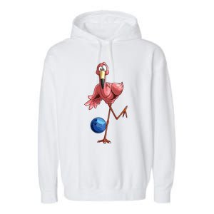 Cool Bowling Flamingo Funny Shorebirds Lover Player Gift Garment-Dyed Fleece Hoodie