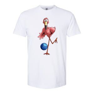 Cool Bowling Flamingo Funny Shorebirds Lover Player Gift Softstyle CVC T-Shirt