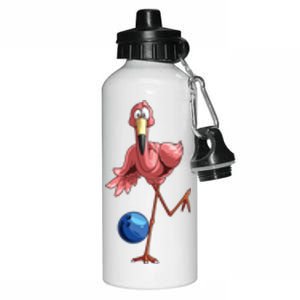 Cool Bowling Flamingo Funny Shorebirds Lover Player Gift Aluminum Water Bottle