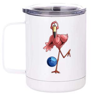 Cool Bowling Flamingo Funny Shorebirds Lover Player Gift 12 oz Stainless Steel Tumbler Cup