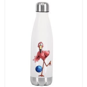 Cool Bowling Flamingo Funny Shorebirds Lover Player Gift Stainless Steel Insulated Water Bottle