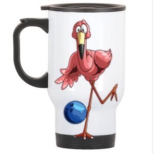 Cool Bowling Flamingo Funny Shorebirds Lover Player Gift Stainless Steel Travel Mug