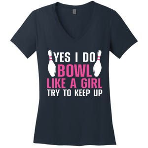 Cute Bowling For Women Bowler Spare Me Ladies Bowling Women's V-Neck T-Shirt