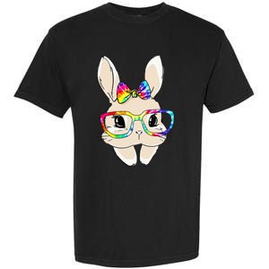 Cute Bunny Face Tie Dye Glasses Easter Day Garment-Dyed Heavyweight T-Shirt