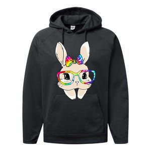 Cute Bunny Face Tie Dye Glasses Easter Day Performance Fleece Hoodie