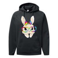 Cute Bunny Face Tie Dye Glasses Easter Day Performance Fleece Hoodie